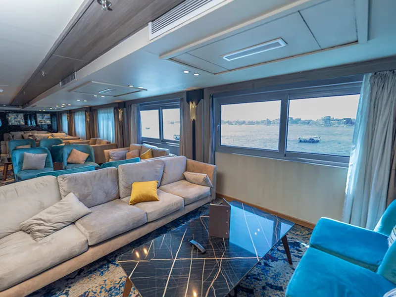 Lounge aboard the Golden Boat Nile Cruise Nile cruise